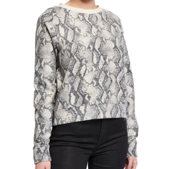 Paige Women's Size M Daytona Roccia Python Sweatshirt Cream Black - Picture 2 of 9